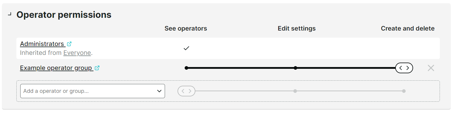 Autorisations liées aux opérateurs