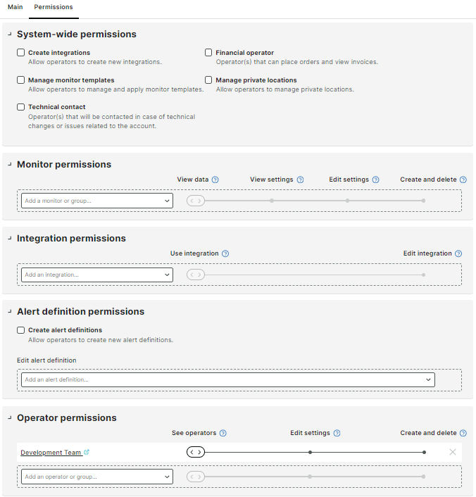 Autorisations d’un groupe d’opérateurs