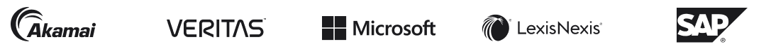 Des logos d'entreprises, dont Akamai, Veritas, Microsoft, LexisNexis et SAP